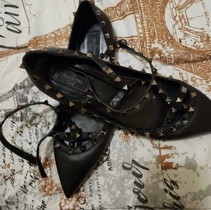 Valentino RockstudCaged Leather Flat,Size 42